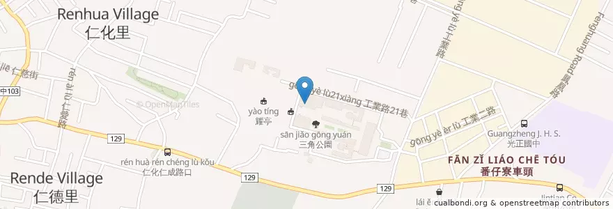 Mapa de ubicacion de 學生餐廳 en 臺灣, 臺中市, 大里區.