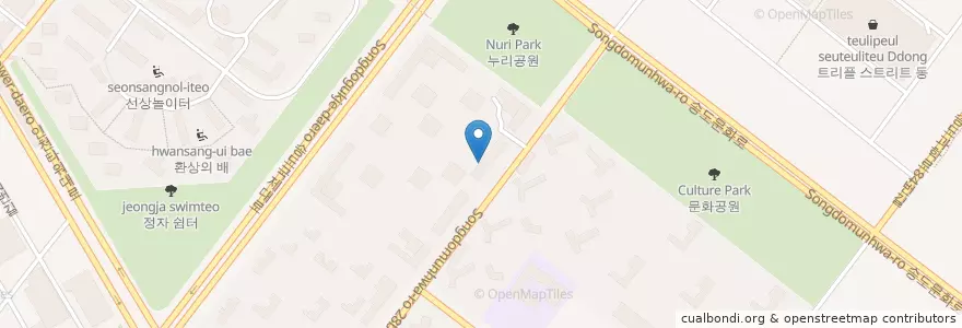Mapa de ubicacion de 59피자 글로벌캠퍼스점 en Corea Del Sur, Incheon, 연수구, 송도동.