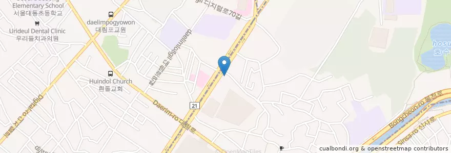 Mapa de ubicacion de 본죽 대림점 en Corea Del Sud, Seul, 동작구, 신대방1동.