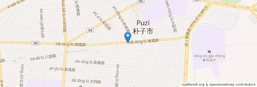 Mapa de ubicacion de 福州麵館 en تایوان, 臺灣省, 嘉義縣, 朴子市.