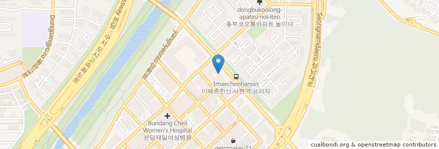 Mapa de ubicacion de 써브웨이 분당서현점 en 大韓民国, 京畿道, 盆唐区.