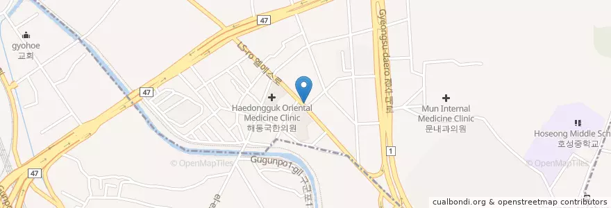 Mapa de ubicacion de 이디야 en South Korea, Gyeonggi-Do, 호계동.