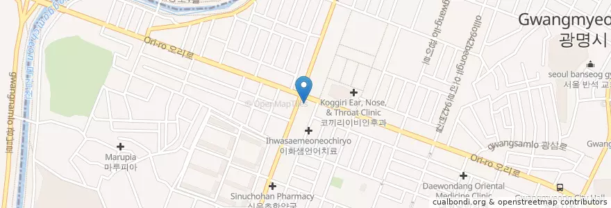 Mapa de ubicacion de 던킨도너츠 en كوريا الجنوبية, 경기도, 광명시.