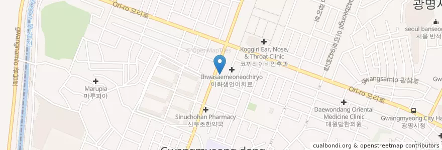 Mapa de ubicacion de 롯데리아 광명점 en Corea Del Sud, Gyeonggi, 광명시.