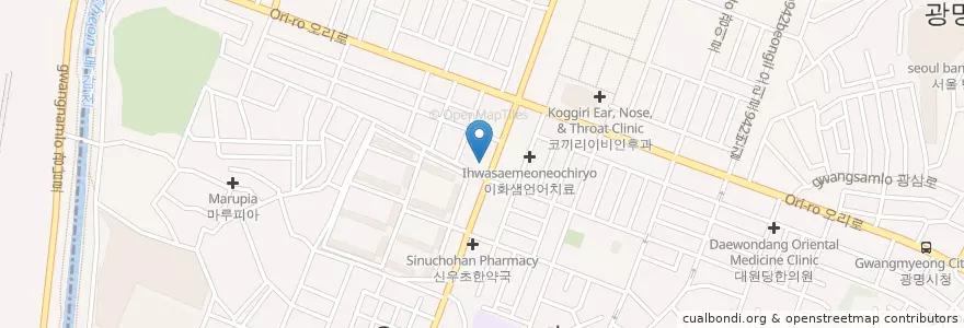 Mapa de ubicacion de 카페베네 en 대한민국, 경기도, 광명시.