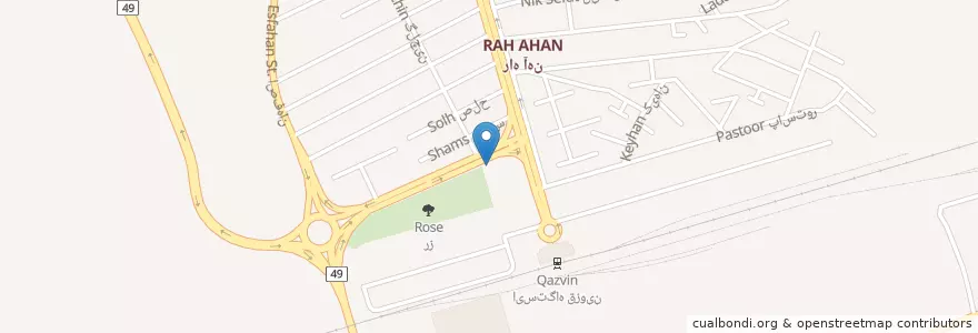 Mapa de ubicacion de ایستگاه تاکسی قزوین بویین زهرا en 伊朗, استان قزوین, شهرستان قزوین, بخش مرکزی, مرز شهر قزوین, اقبال غربی, قزوین.