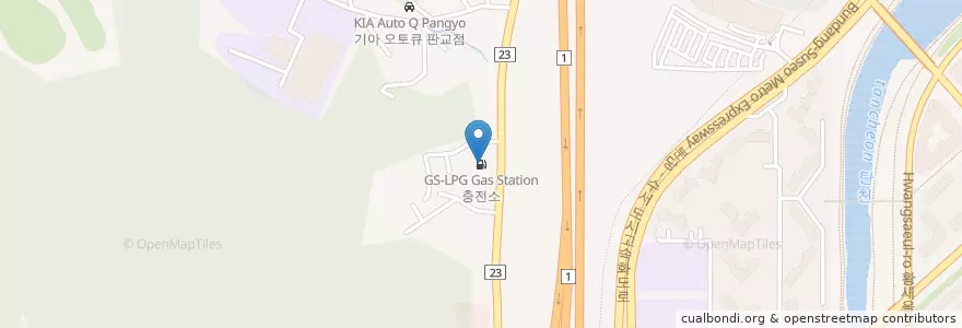 Mapa de ubicacion de GS-LPG 충전소 en Corea Del Sud, Gyeonggi, 분당구.