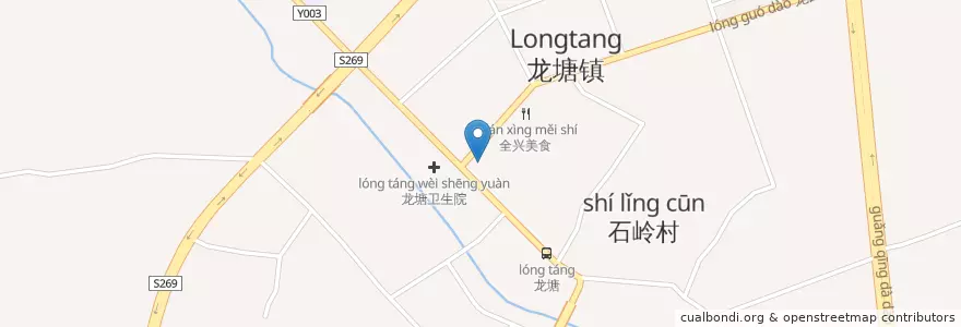 Mapa de ubicacion de 清远农业银行 en Cina, Guangdong, 清远市 (Qingyuan), 清城区 (Qingcheng), 龙塘镇.
