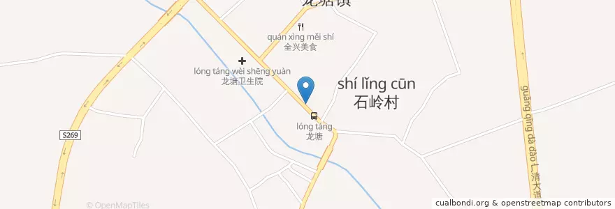 Mapa de ubicacion de 百姓大药房 en 中国, 広東省, 清遠市, 清城区 (Qingcheng), 龙塘镇.
