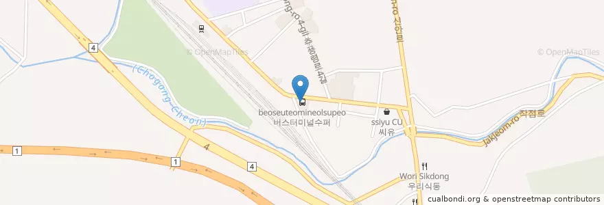 Mapa de ubicacion de 버스터미널수퍼 en Südkorea, Chungcheongbuk-Do, 영동군.