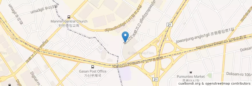 Mapa de ubicacion de 남자커피를말하다 en Coreia Do Sul, Seul, 금천구.