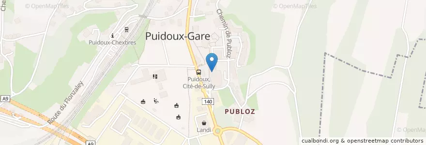 Mapa de ubicacion de Pharmacie de Puidoux - Calpini Pharmaciens SA en Suiza, Valdia, District De Lavaux-Oron, Puidoux.
