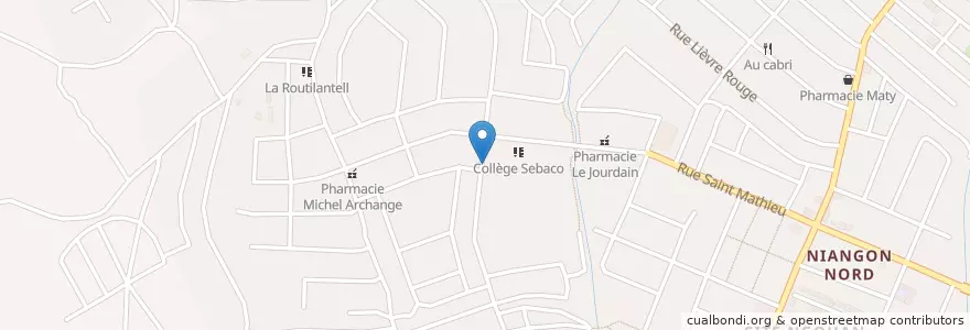 Mapa de ubicacion de Clinique médicale Saint Mathieu en Ivory Coast, Abidjan, Yopougon.