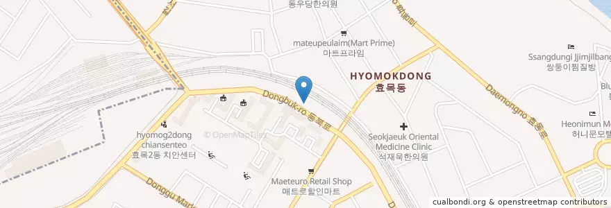 Mapa de ubicacion de 태왕메트로시티 건너 en Coreia Do Sul, Daegu, 동구, 효목동, 효목동.