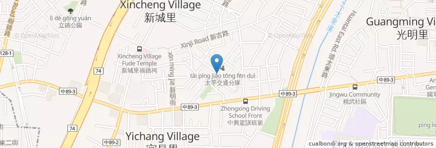 Mapa de ubicacion de 大新坪福德祠 en تايوان, تاي شانغ, 太平區.