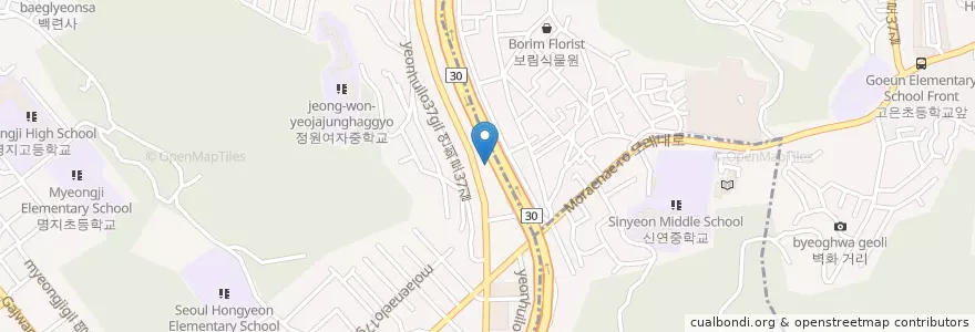Mapa de ubicacion de 홍은2파출소 en Corea Del Sud, Seul, 서대문구, 홍은동, 홍은2동.