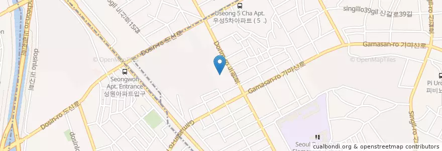 Mapa de ubicacion de 성락교회 en Республика Корея, Сеул, 영등포구, 신길3동.