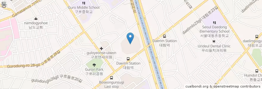 Mapa de ubicacion de LG 아파트 시계탑 en Corée Du Sud, Séoul, 구로4동.