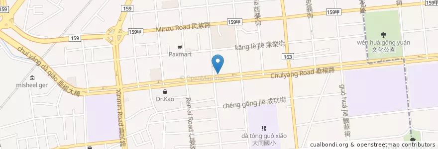 Mapa de ubicacion de 台新國際商業銀行 en Taiwan, 臺灣省, 嘉義市, 嘉義縣, 西區.