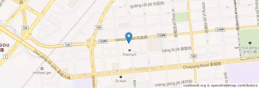 Mapa de ubicacion de Dentway en Taïwan, Province De Taïwan, Chiayi, Comté De Chiayi, 西區.