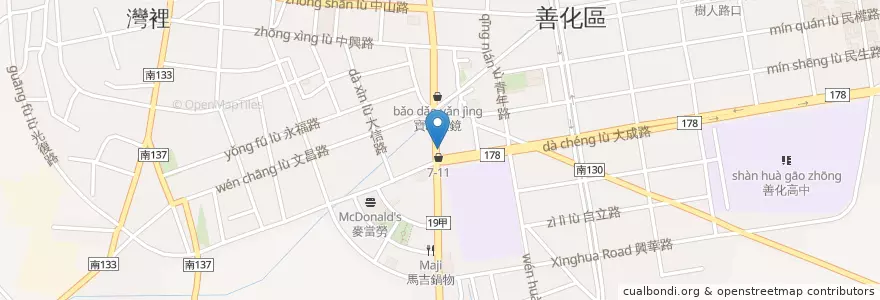 Mapa de ubicacion de 艋舺ㄟ雞排 en Taïwan, Tainan, 善化區.