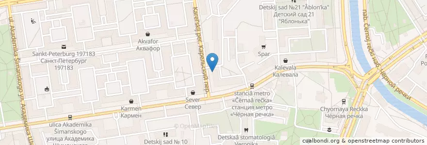 Mapa de ubicacion de Денталь en Russia, Northwestern Federal District, Leningrad Oblast, Saint Petersburg, Приморский Район, Округ Чёрная Речка.