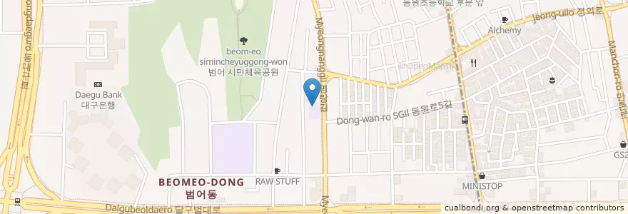 Mapa de ubicacion de 비컨영어마을 en Corée Du Sud, Daegu, 수성구, 만촌동, 범어동.