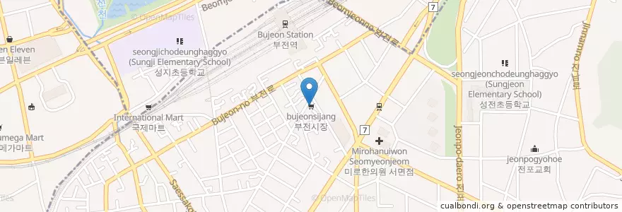 Mapa de ubicacion de 부전시장 en Güney Kore, Busan, 부산진구, 부전동.