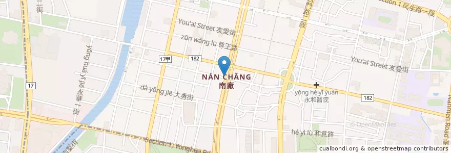 Mapa de ubicacion de 石頭鄉烤玉米 en Taiwán, 臺南市, 中西區.