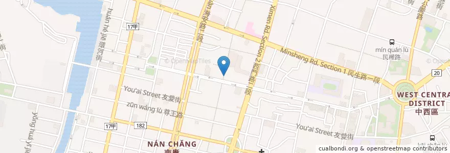 Mapa de ubicacion de 許家芋粿 en 台湾, 台南市, 中西区.
