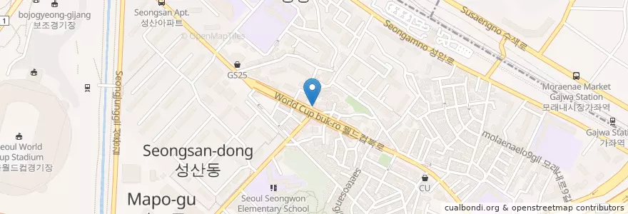 Mapa de ubicacion de 도성검도장 en 대한민국, 서울, 마포구.