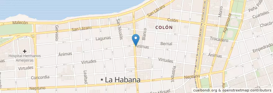 Mapa de ubicacion de Bodega en 쿠바, La Habana, Centro Habana.