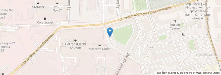 Mapa de ubicacion de Волконский en Rusia, Центральный Федеральный Округ, Москва, Южный Административный Округ, Донской Район.