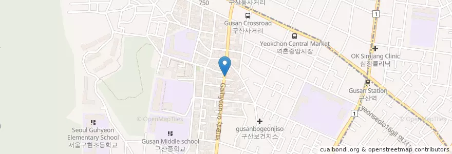 Mapa de ubicacion de 오복쌀떡방앗간 en South Korea, Seoul, Eunpyeong-Gu, Gusan-Dong.