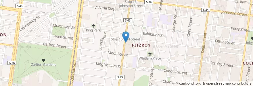Mapa de ubicacion de Fitzroy Social Bar en Australie, Victoria.