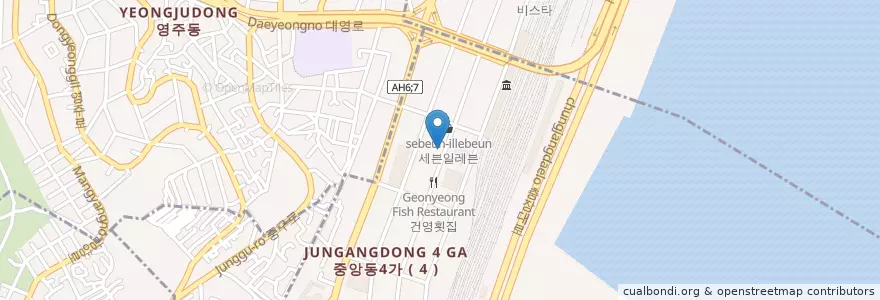 Mapa de ubicacion de 서울집 en 대한민국, 부산, 중구, 중앙동.