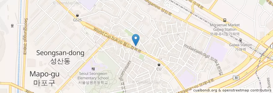Mapa de ubicacion de 중원약국 en Güney Kore, Seul, 마포구.