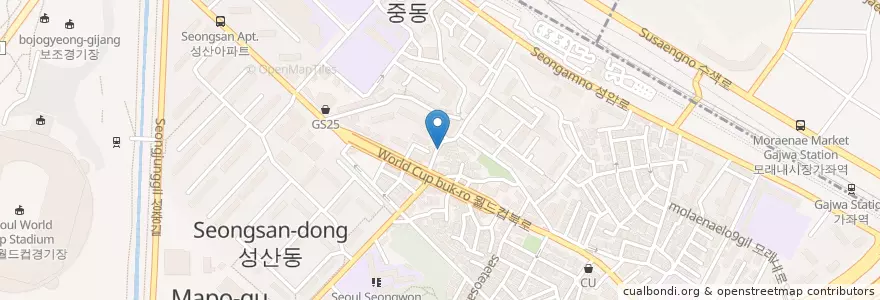 Mapa de ubicacion de 굽네치킨 en Korea Selatan, 서울, 마포구.
