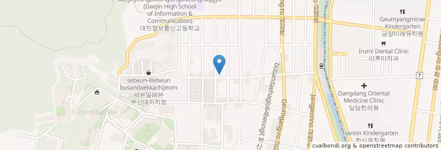 Mapa de ubicacion de 교촌치킨 부산대북문점 en 대한민국, 부산, 금정구, 장전동.