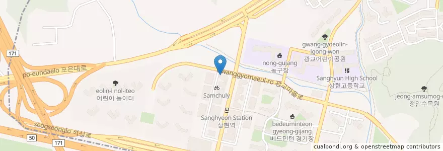 Mapa de ubicacion de KB국민은행 en Coreia Do Sul, Gyeonggi, 용인시, 수지구.