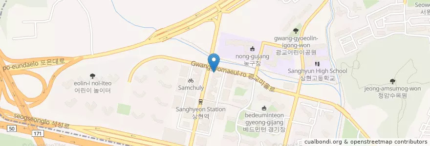 Mapa de ubicacion de 우리은행 en 대한민국, 경기도, 용인시, 수지구.