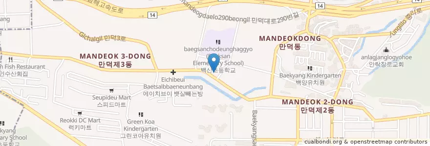 Mapa de ubicacion de 맛나감자탕 en Zuid-Korea, Busan, 북구, 만덕동.