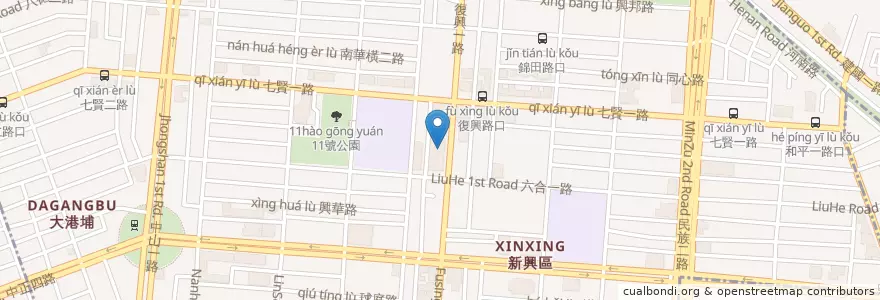 Mapa de ubicacion de 大根原汁排骨湯 en Тайвань, Гаосюн, 新興區.