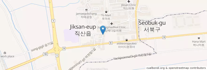 Mapa de ubicacion de 맘스터치 en Corea Del Sur, Chungcheong Del Sur, 천안시, 서북구, 직산읍.