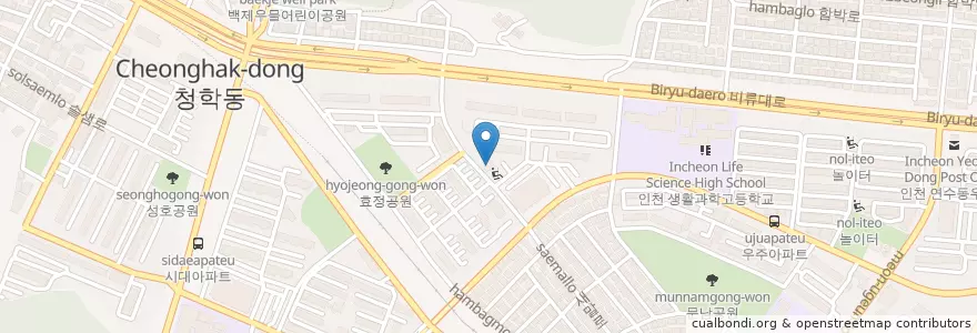 Mapa de ubicacion de 해나라유치원 en 대한민국, 인천, 연수구, 연수동.