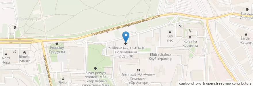 Mapa de ubicacion de Будь здоров en Russie, District Fédéral De L'Oural, Oblast De Sverdlovsk, Городской Округ Екатеринбург.