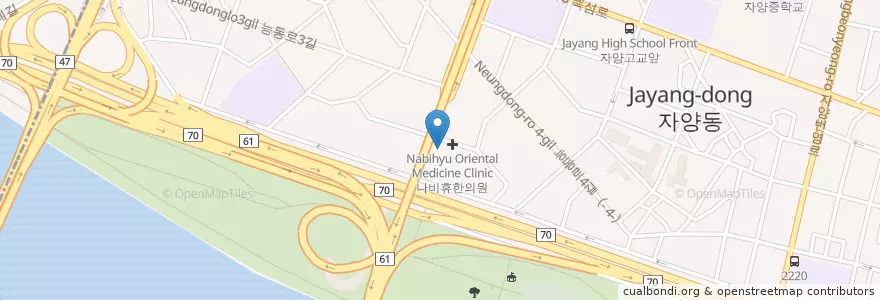 Mapa de ubicacion de 써브웨이 en Corea Del Sud, Seul, 광진구, 자양3동.