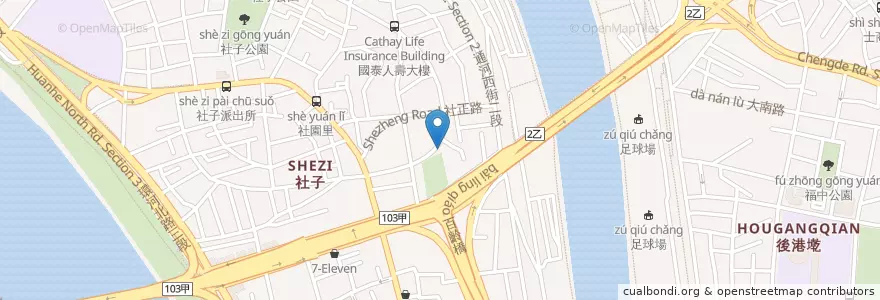 Mapa de ubicacion de 社正公園 en 타이완, 신베이 시, 타이베이시, 스린 구.