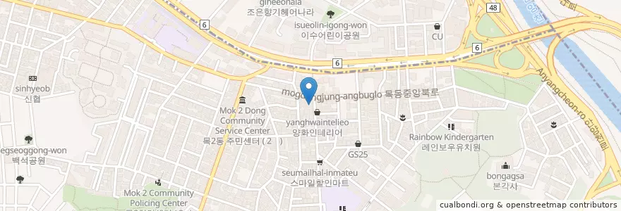 Mapa de ubicacion de 봉구비어 en Zuid-Korea, Seoel, 목2동.