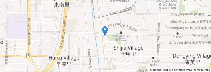 Mapa de ubicacion de 莊家火雞肉飯 en تايوان, تاي شانغ, 東區.